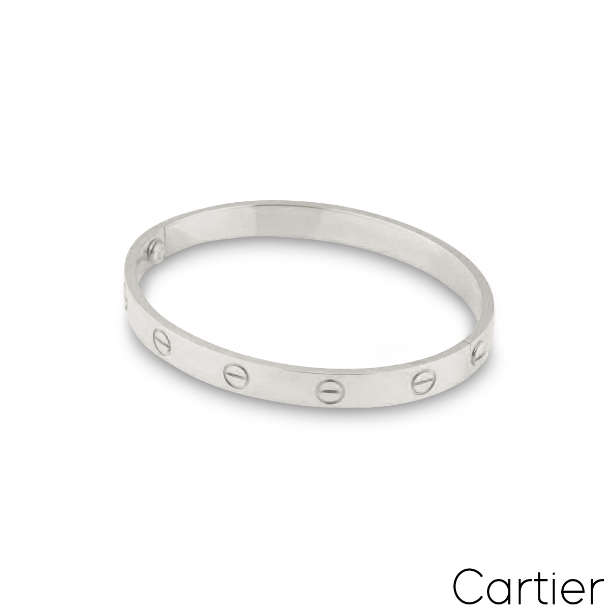 Cartier White Gold Plain Love Bracelet Size 17 B6035417